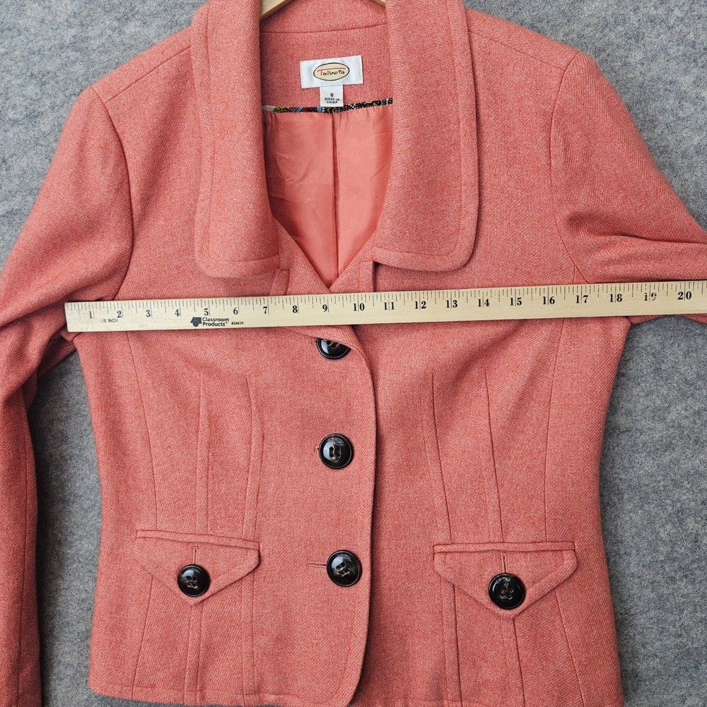 Talbots Women's Coral Pink Wool/Viscose Blend Blazer Size 8 Button Front Jacket - Picture 7 of 11